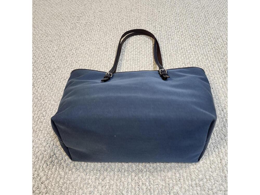 Coach City Tote Navy Blue Canvas Bag Leather Handles New Without Tags - Picture 7 of 12